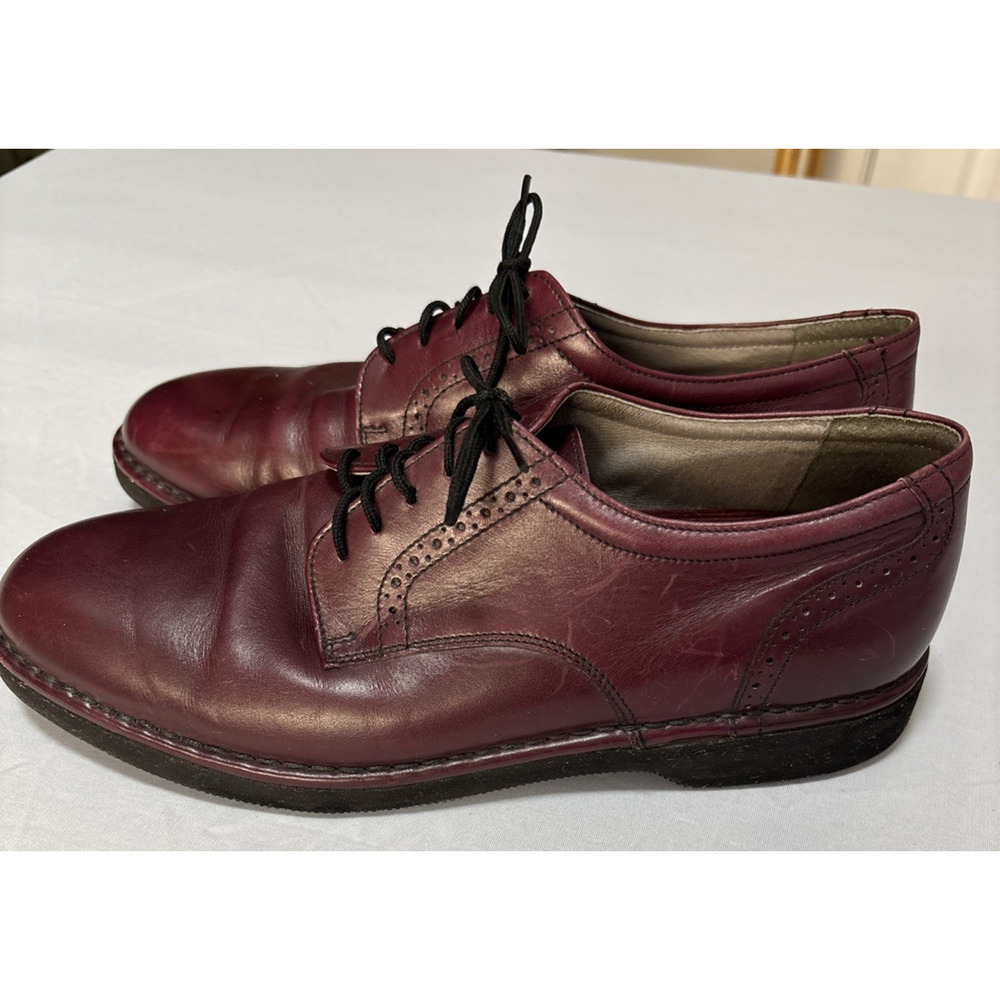 Vintage Mens 8.5 W DresSports Rockport Maroon Leather Oxford Dress Shoes Classic